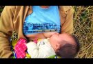 Single Mother and Child Wandering in the Forest Building a Wooden House